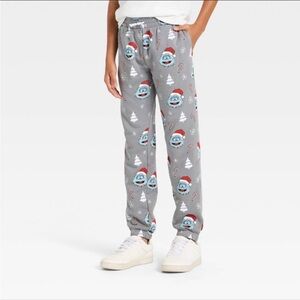NEW Festive Gray Kids Joggers with Holiday Print